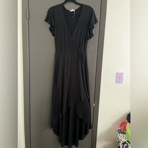 Black faux wrap dress